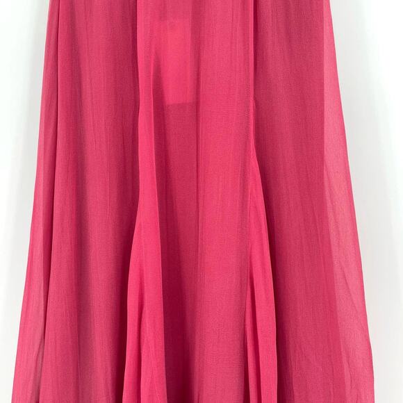 NWT Loveshackfancy Lil Silk Midi Skirt BORDEAUX Size 0 Flounce Hem Flowy Chiffon - Picture 14 of 16